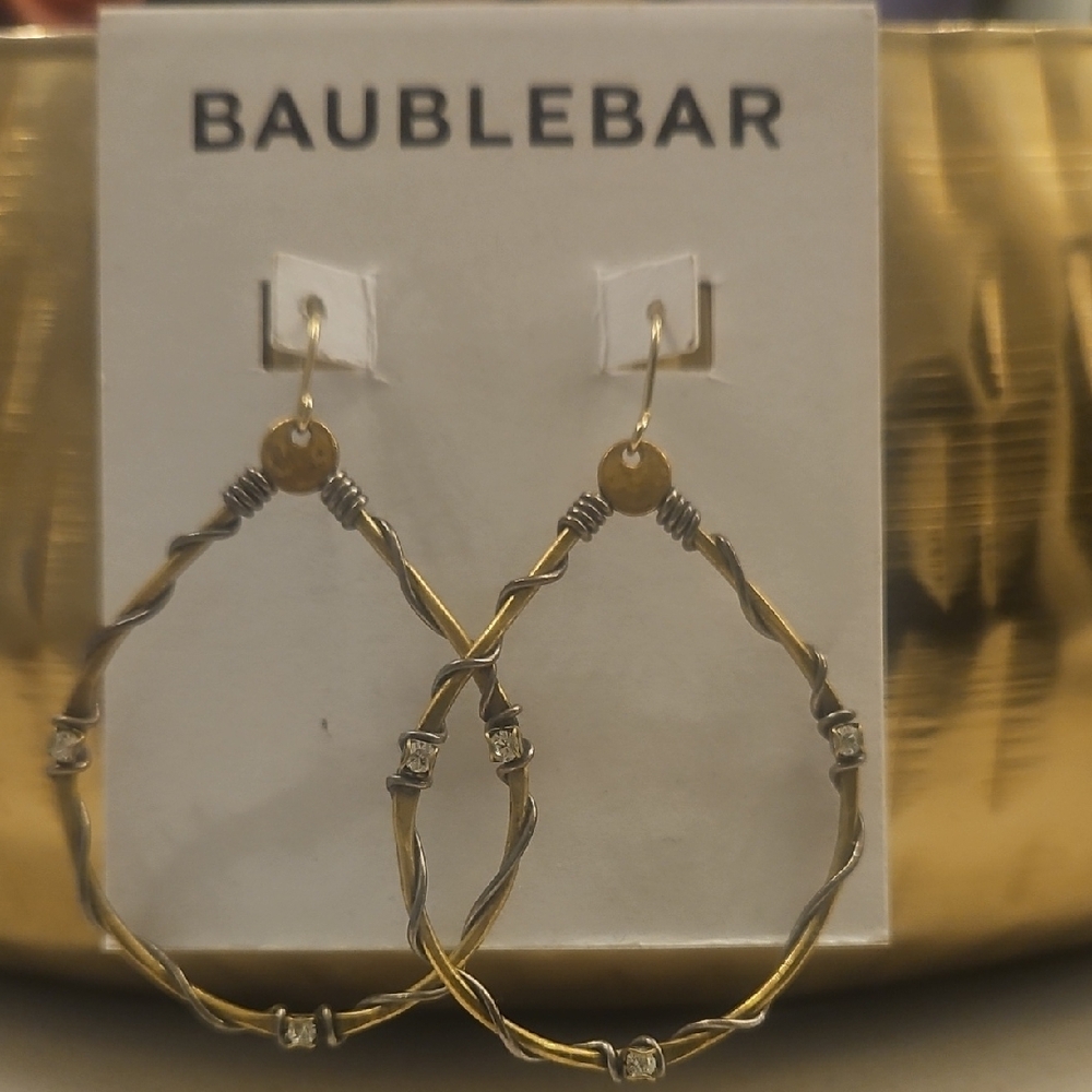 BaubleBar Gold and Silver Hoop Earrings